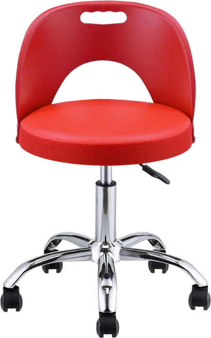 천하퍼니처 국산 이동식 등받이의자 진찰 진료 원형 병원 작업 간이의자, 등받이진찰의자(레드), 1개