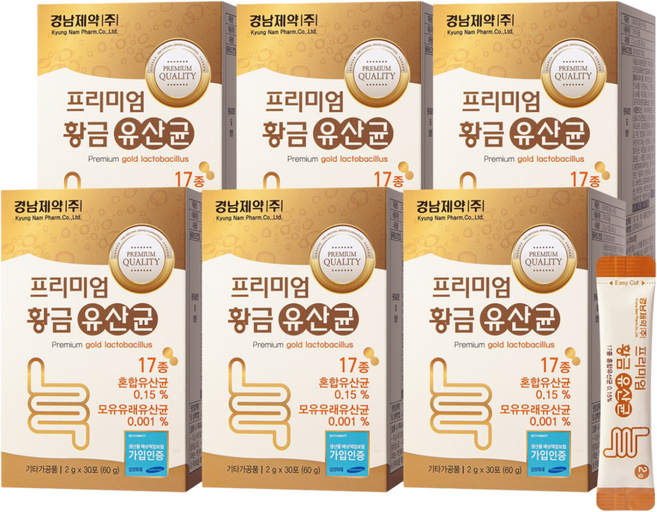 [경남제약] 프리미엄 황금 유산균 2g X 30포 6개월분, 6개, 60g