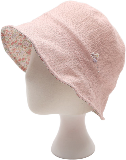 에스랑 플로라 여성 여름 버킷햇 모자 리버시블 플라워 자수 와이드챙 자외선차단