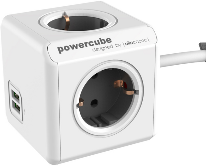 파워큐브 고용량 USB 멀티탭 4구 3m 화이트 에어컨 건조기 인테리어 디자인 멀티 콘센트, 1개