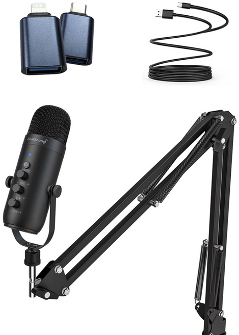 ZealSound 프로페셔널 USB 콘덴서 마이크 풀세트 게이밍 스트리밍 팟캐스트 유튜브