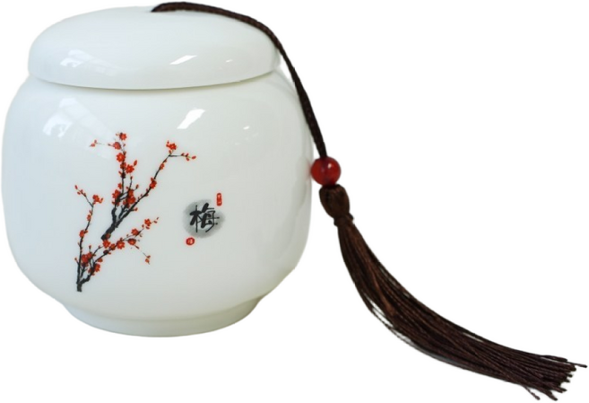 현관 소금단지 재물운 상승 백자 달 항아리 소금 단지 풍수 인테리어 미니 도자기, 매화, 1개