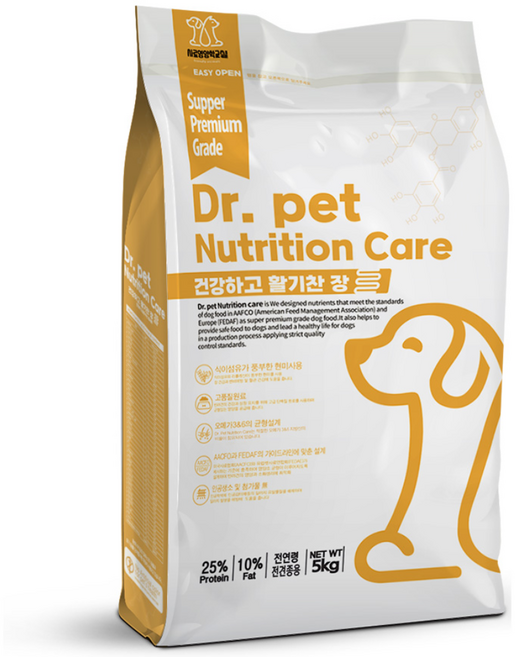 닥터펫 뉴트리션케어 5kg 슈퍼프리미엄급 전연령 기능성 강아지 사료 건식사료, 장건강/유산균, 1개
