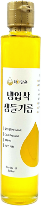 해담은 통들깨 100% 국산 냉압착 생들기름, 1개, 200ml