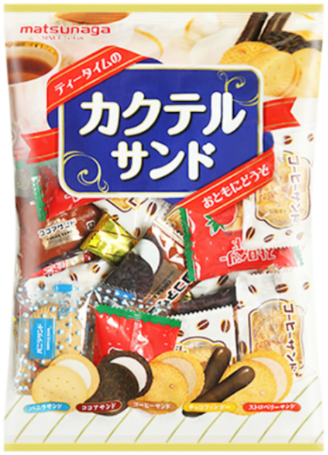 마츠나가 칵테일 크림샌드 250g 바닐라 딸기 커피 코코아 초코 쿠키 일본 간식, 1개