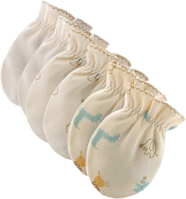 오가닉코튼 신생아 무지+멀티동물+장난감무늬 손싸개 3종세트 사계절용