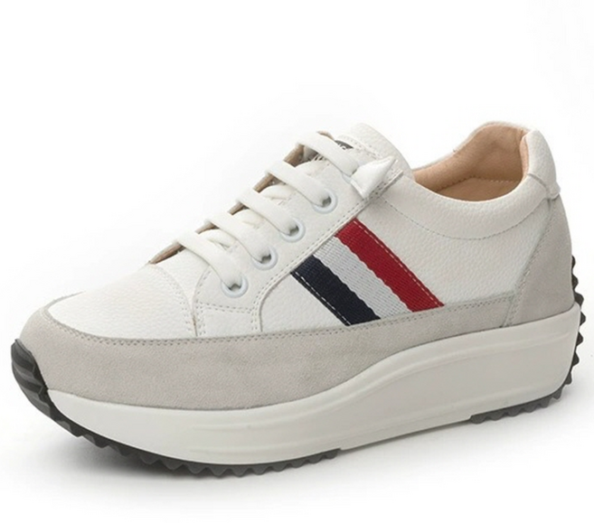 꾸꾸지민 6cm 통굽 소가죽 운동화 여성 키높이 스니커즈