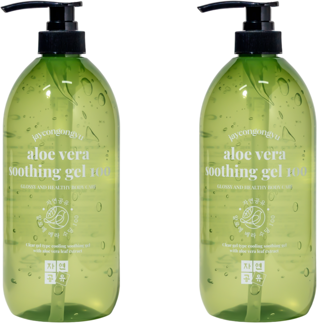 끈적임 없이 온 가족이 사용하는 자연공유 대용량 알로에 베라 수딩젤 100, 2개, 1L