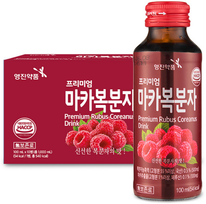 영진약품 프리미엄 마카복분자 음료 복분자농축액 마카추출물 데일리 활력, 100ml, 10개