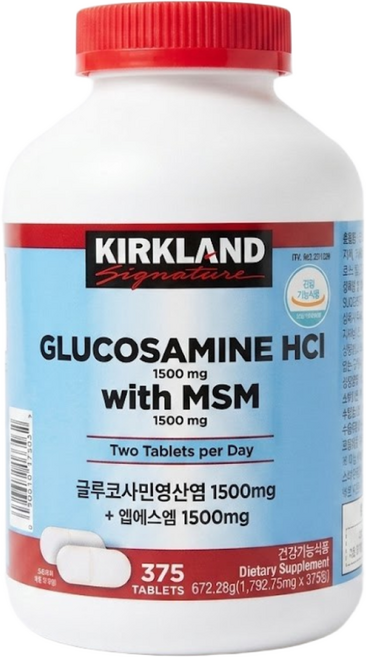 코스트코 커클랜드 시그니처 글루코사민 HCI MSM, 1통, 375정