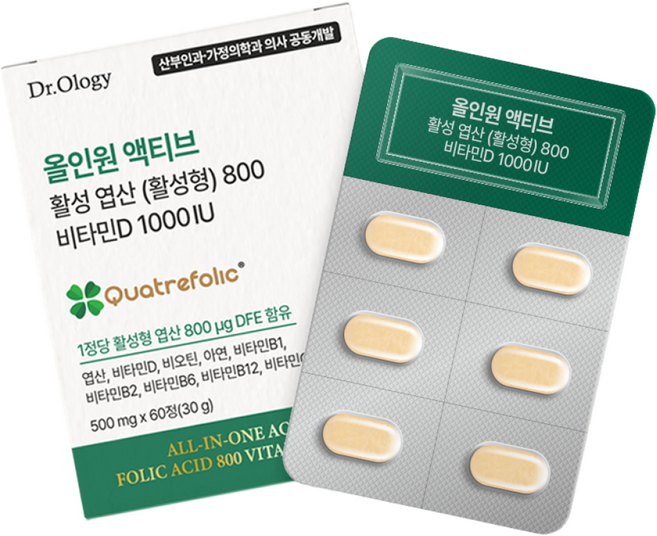 닥터올로지 올인원 활성 엽산 800 비타민D 60정, 1박스, 60회분