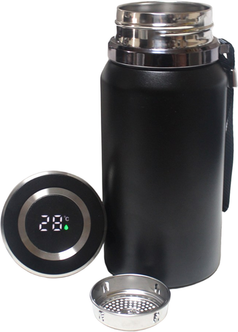 다쓱 보온 보냉 프리미엄 온도표시 스텐 스마트 텀블러, 1개, 800ml, 프리미엄 블랙