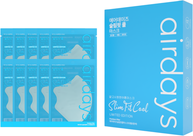 에어데이즈 슬림핏 쿨 대형 화이트 새부리형 냉감 여름용마스크 50매, 1세트, 50매입