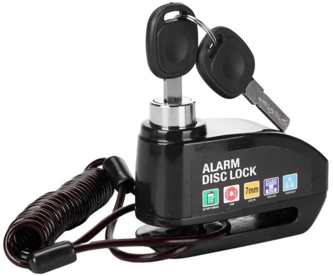 자전거/오토바이/전기 스쿠터 브레이크 잠금장치 도난 방지 오토바이 잠금 장치, 1개, 블랙 - 리마인더 스트랩 포함