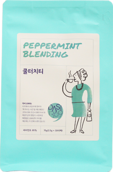 [다시1369] 쿨터치티 30티백 II 2.5g 꽉 찬 페퍼민트 블렌딩 허브티, 단품, 75g, 30개입