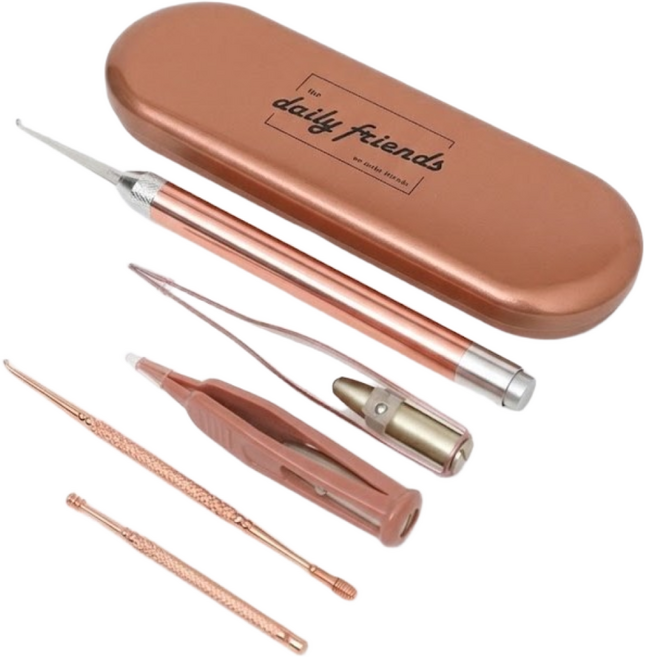 데일리프렌즈 LED 귀이개 5종 + 하드 케이스 세트 로즈골드, 1세트