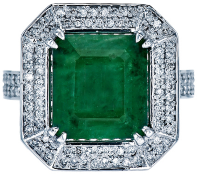 [골드팡] 14k 4.11캐럿 천연 에메랄드 아멜리 파베 반지