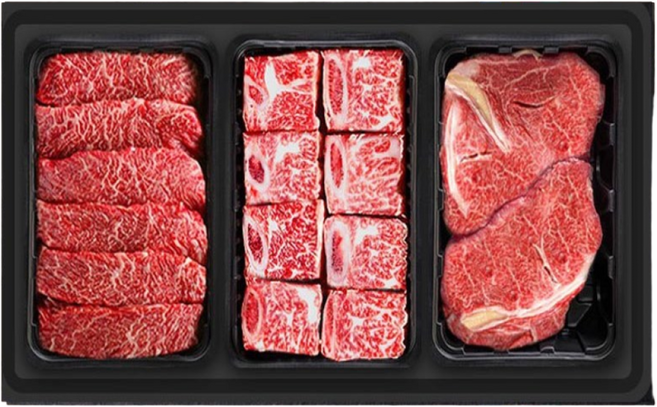 횡성한우 3구 [쿠가]구이찜갈비선물세트[등심500g+찜갈비700g+안심or채끝500g]총1.7kg, 1개