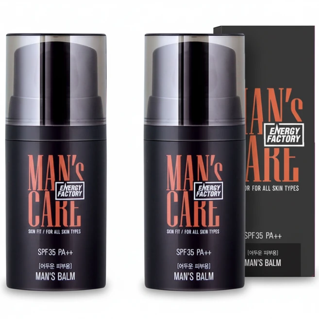 꽃을든남자 에너지팩토리 맨즈밤 50ml SPF35 PA++ 어두운피부용/ 남성용 비비크림, 어둔운 피부용, 2개 - 쿠팡