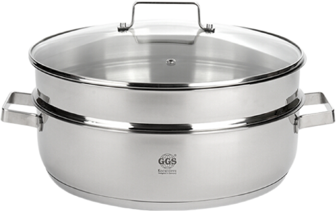 GGS 독일명품 통3중 스테인리스 인덕션 겸용 양수 찜냄비 대용량 업소용 국물냄비, 찜냄비 30, 1개