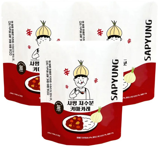 사평 물없이 양파로 만든 수제 일본카레 매콤한맛, 3개, 200g