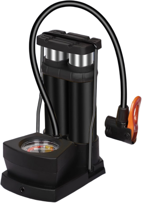 투데이리빙 2배 강력한 업그레이드 에어 발펌프 발로 밟는 공기 주입기 자동차 자전거 바이크 튜브 휴대용 바람 펌프 공기주입기, R98309B(블랙, 1개