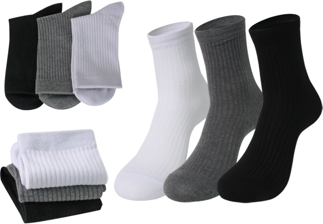 발렌티노크리스티 국산 여자 학생 면100 진짜 순면 양말 세로골지 무지 중목-10족