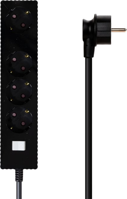 파워존 웨이브 자동소화 메인스위치 멀티탭 콘센트 화재예방 절전 과부하차단 4구 50cm 1.5m 3m 5m 7m, 자동소화 통합 4구 블랙, 5m