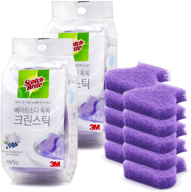 3M 크린스틱 베이킹소다 톡톡 리필 5입, 2개