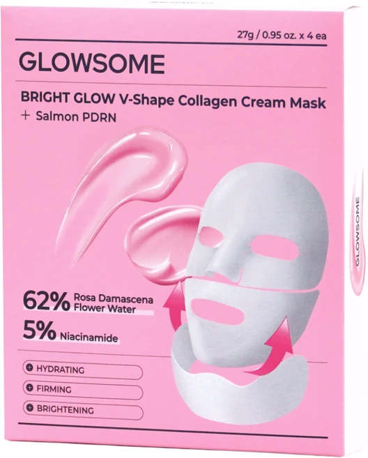 글로우썸 PDRN 콜라겐 크림 랩핑 마스크 광끌팩 속건조 보습, 1개, 4개입 - 쿠팡