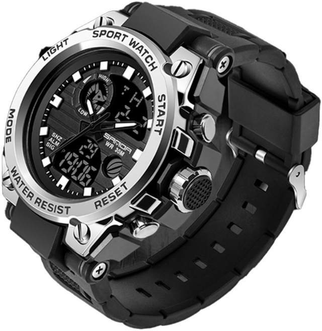 남자 방수 손목 시계 스포츠 공업용 SND008W, 실버, 1개