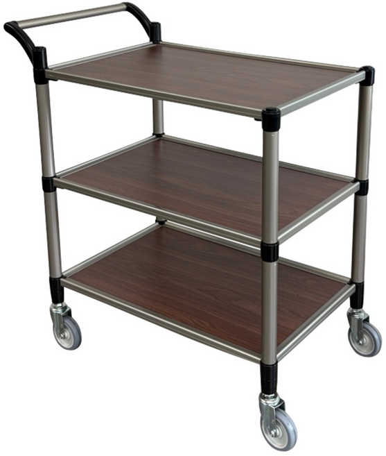 유런 3단 서빙카트 식당카트 운반카트 월넛우드, 1개