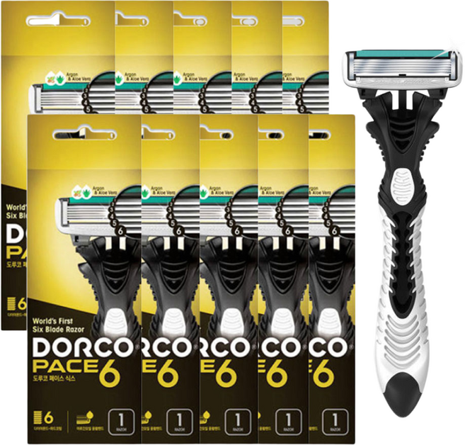 도루코 면도기 페이스6 일회용 6중날 휴대용 면도기, 1개입, 10세트
