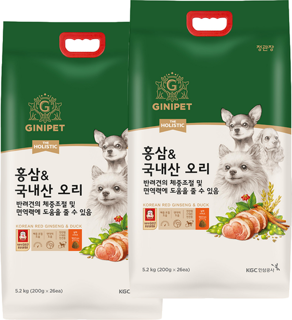 지니펫 홀리스틱 홍삼함유 오리 5.2kg, 다이어트(체중감소), 2개