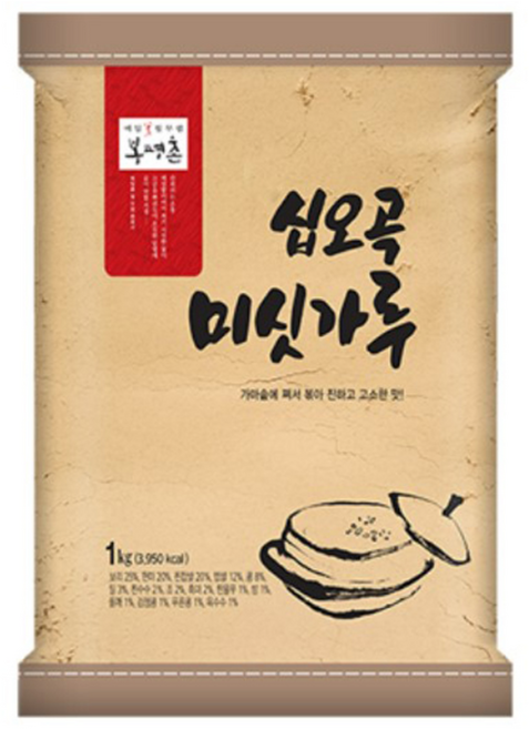 봉평촌 국내산 미숫가루 현미 보리 등 십오곡미싯가루 1kg, 3개