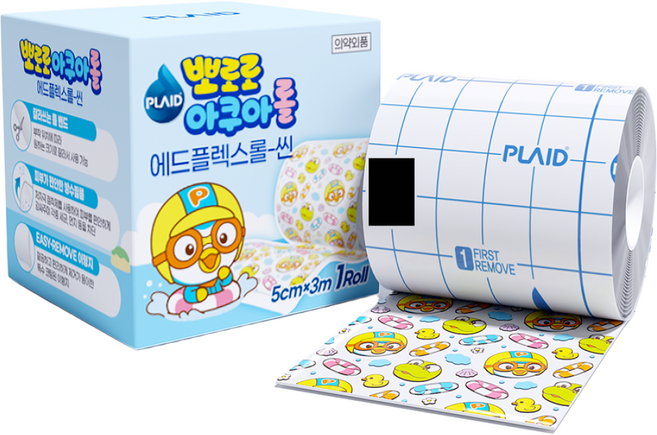 플레이드 뽀로로 잘라쓰는 아쿠아롤 방수 밴드 5cm X 3M, 1개입, 1개
