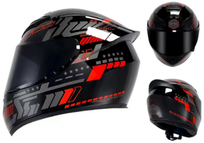 QIKE 풀페이스 스쿠터 오토바이 헬멧, BC27블랙레드