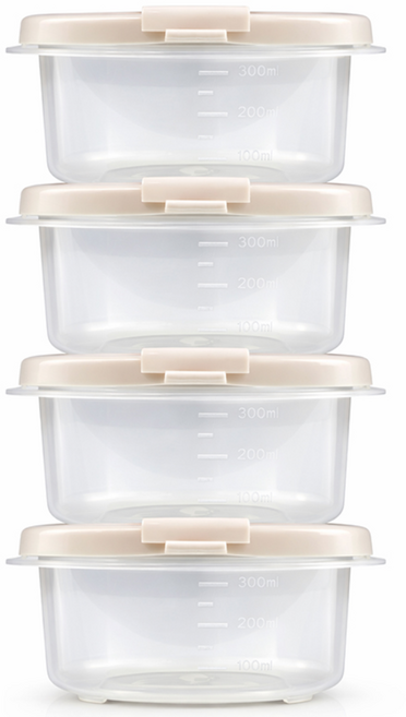 DAMDA 담다톡 전자레인지 밀폐용기 세트 냉동밥 용기, 정사각 350ml*4p, 1세트