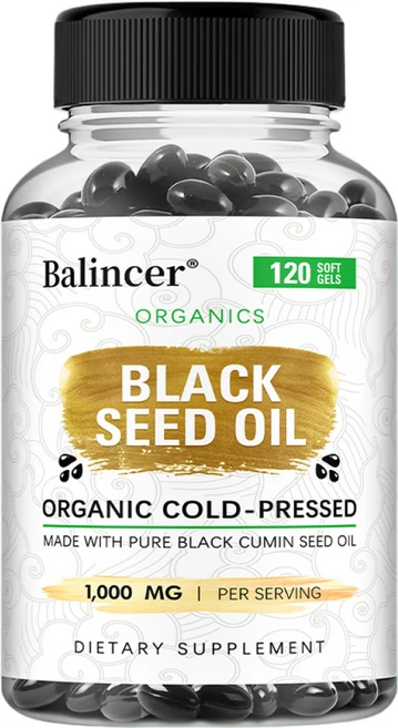 유기농 냉압착 블랙씨 오일 1000mg - 면역력 강화 모발 성장 촉진 영양 항산화제 Non-GMO 보충제, 3개, 120회분 - 쿠팡