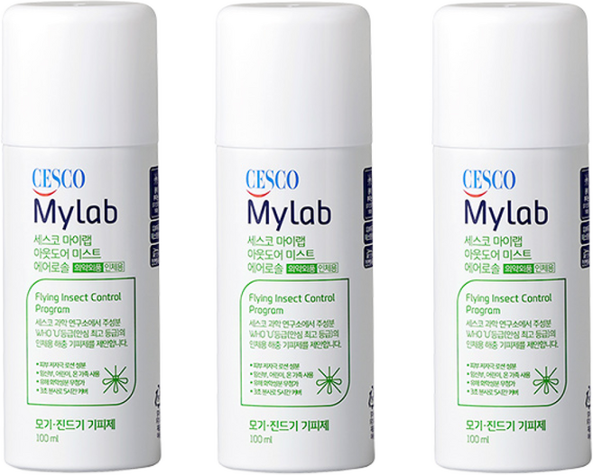 세스코 마이랩 아웃도어 미스트 모기기피제 100ml x 3개