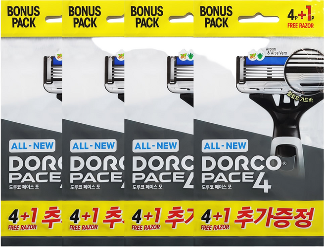 도루코 ALL NEW 페이스4 4중날 일회용 면도기 5p x 4개(총 20개), 5개입, 4개