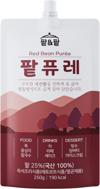 팥&팥 국산팥 무가당 팥퓨레 팥앙금, 1개, 250g