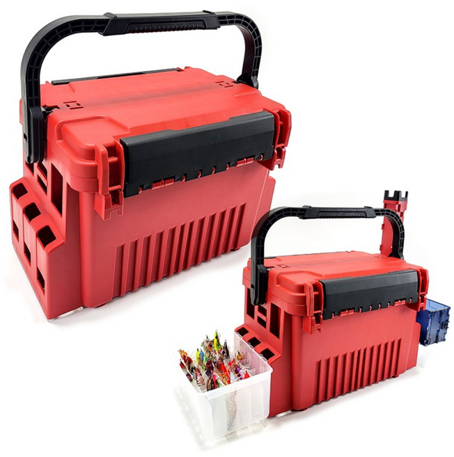 에기태클박스 XD-115 풀세트(에기트레이 소품케이스 소품트레이 로드스탠드 파츠케이스) 멀티 에기박스, XD-115 풀세트 레드, 1개
