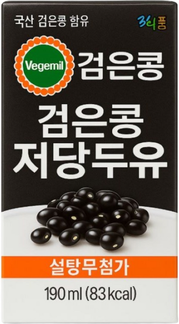 무설탕 검은콩 두유(저당), 24개, 190ml