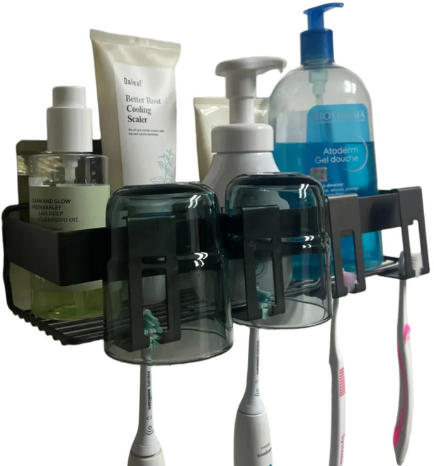 라이프엣지 접착식 무타공 공중부양 칫솔걸이, 1개, 그레이 4구