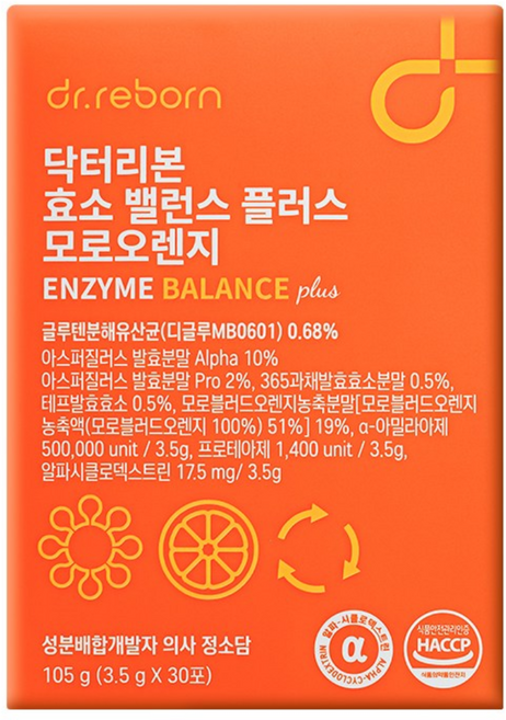 닥터리본 의사가만든 효소 밸런스 특허받은 글루텐 분해 유산균 함유 속 편안한 건강효소 글루텐 걱정 끝, 1박스, 30회분