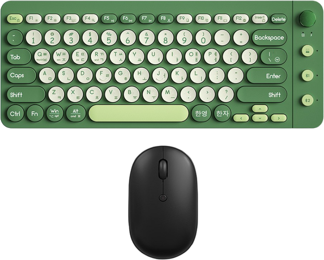 휴대용 태블릿 스마트폰 충전식 블루투스 키보드 무선 키보드 텐키리스, 세트상품(멀티페이링 키보드+블루투스마우스), 다크그린콤비