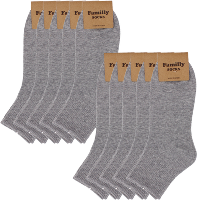 패밀리삭스 남성용 커버 무지 중목 스포츠 밴딩 양말 10켤레