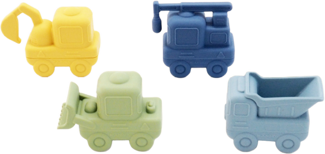 MULNORY 실리콘 유아 목욕 물놀이 물총 장난감 중장비, 중장비 4p