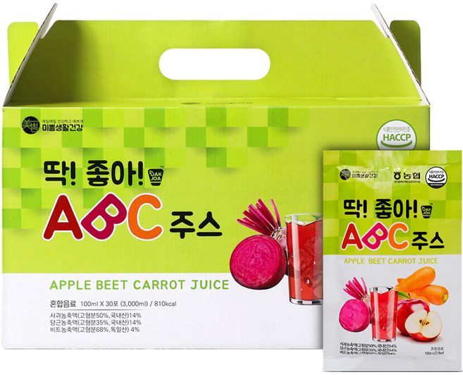 미쁨생활건강 딱좋아 ABC 주스, 100ml, 30개